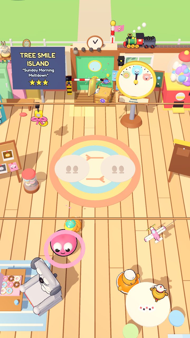 The Break Room: lockers, the prize machine, a cat on the rug and souvenirs from the road.